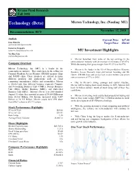 Technology (Beta) Micron Technology, Inc
