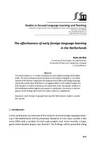 The Effectiveness of Early Foreign Language Learning in the Netherlands
