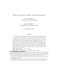 Theory-Of-Mind Ability and Cooperation ∗