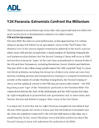 Y2K Paranoia: Extremists Confront the Millenium