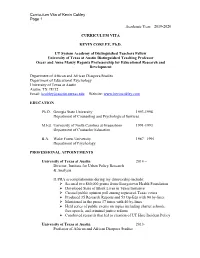 2019-2020 CURRICULUM VITA KEVIN COKLEY, Ph.D. UT System