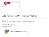 A Framework for PHP Program Analysis