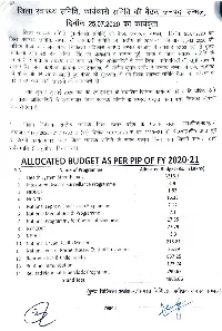Allocated Budget As Per Pip of Fy 2020-21 S.N