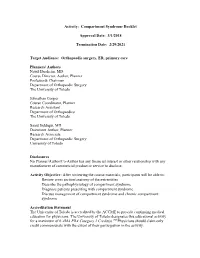 Compartment Syndrome Booklet Approval Date