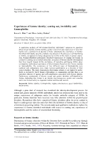 Experiences of Femme Identity: Coming Out, Invisibility and Femmephobia Karen L