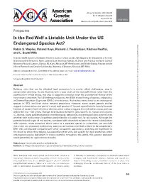 Is the Red Wolf a Listable Unit Under the US Endangered Species Act?