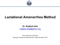 Lactational Amenorrhea Method