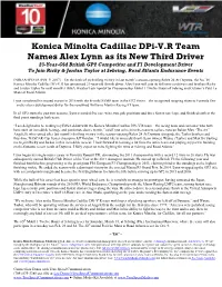 Alex Lynn Named New Third Driver