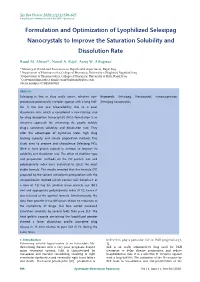 Formulation and Optimization of Lyophilized Selexipag Nanocrystals to Improve the Saturation Solubility and Dissolution Rate
