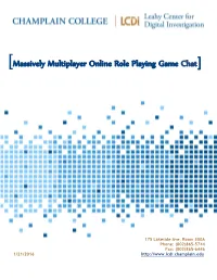 Massively Multiplayer Online Role Playing Game Chat Project