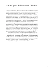 Note on Captions, Transliterations, and Translations