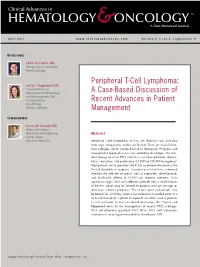 Peripheral T-Cell Lymphoma: a Case-Based Discussion of Recent Advances in Patient Management