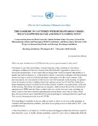 The Pandemic in Countries with Humanitarian Crises: What’S Happened So Far and What’S Coming Next?