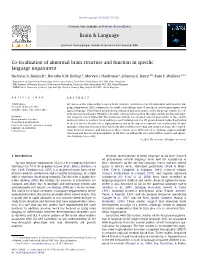 Co-Localisation of Abnormal Brain Structure and Function in Specific