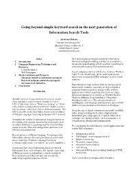 Going Beyond Simple Keyword Search in the Next Generation of Information Search Tools