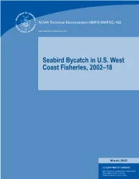 Seabird Bycatch in U.S. West Coast Fisheries, 2002-18