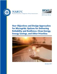 User Objectives and Design Approaches for Microgrids: Options for Delivering Reliability and Resilience, Clean Energy, Energy Savings, and Other Priorities