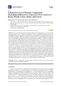 A Reference List of Phenolic Compounds (Including Stilbenes) in Grapevine (Vitis Vinifera L.) Roots, Woods, Canes, Stems, and Leaves