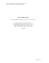 Draft Consolidated Report: Community Radio and Development Simone Grant, Cyrus Ahalt, Lisa Inks, Immanuel Wolff