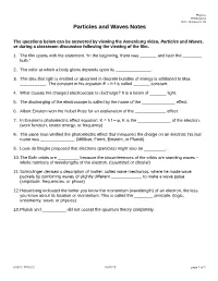 Particles and Waves Notes