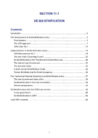 Section 11.1 De-Ba'athification