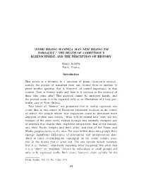 The Death of Godeffroy's Kleinschmidt, and the Perception of H