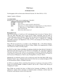 Willis Papers INTRODUCTION Working