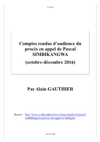Comptes Rendus D'audience Du Procès En Appel De Pascal
