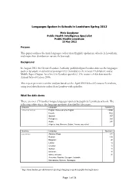 Page 1 of 24 Languages Spoken in Schools in Lewisham Spring 2012