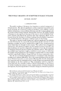 The Public Reading of Scripture in Early Judaism