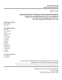 Thermodynamic Profiling Technologies Workshop Report to the National Science Foundation and the National Weather Service