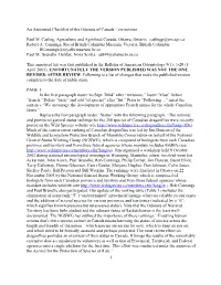 1 an Annotated Checklist of the Odonata of Canada
