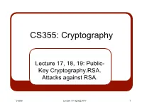 CS355: Cryptography