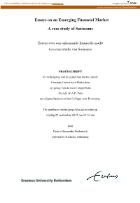 Essays on an Emerging Financial Market a Case Study of Suriname