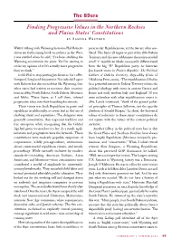 Finding Progressive Values in the Northern Rockies and Plains States’ Constitutions by Samuel Western