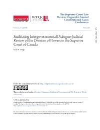 Judicial Review of the Division of Powers in the Supreme Court of Canada 2010 Canliidocs 474 Wade K