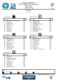 Start List Day 1