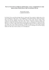 The Five Senses Between Illusion and Deception: Sensory Manipulations in Some Operas from Orlando Furioso and Gerusalemme Liberata
