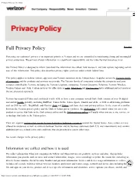 Verizon Privacy Policy