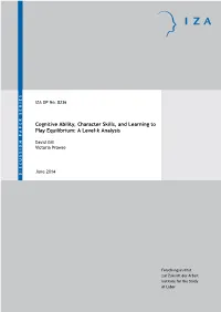 Cognitive Ability, Character Skills, and Learning to Play Equilibrium: a Level-K Analysis