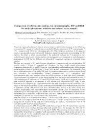 Comparison of Colorimetric Analysis, Ion Chromatography, ICP and DGT for Model Phosphorus Solutions and Natural Water Samples