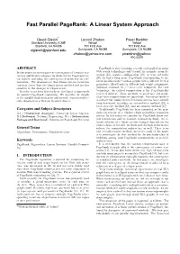 Fast Parallel Pagerank: a Linear System Approach