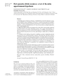 How Parasites Divide Resources: a Test of the Niche Apportionment Hypothesis