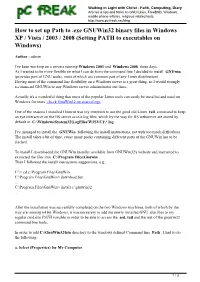 How to Set up Path to .Exe Gnuwin32 Binary Files in Windows XP / Vista / 2003 / 2008 (Setting PATH to Executables on Windows)