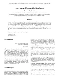 Notes on the History of Schizophrenia