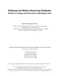 Pathways for Native American Students: a Report on Colleges and Universities in Washington State
