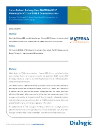 Swiss Federal Railway Uses MATERNA USSD Gateway for Critical GSM-R Communications