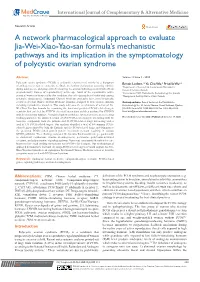 A Network Pharmacological Approach to Evaluate Jia-Wei-Xiao-Yao-San