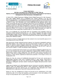 Global Sweeteners 2020 Net Loss Significantly