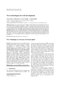 New Technologies for Web Development